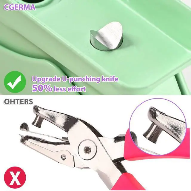 Alt view image 4 of 6 - Single Hole Puncher, 3 Pack 1/4" Hole, 50% Labor Savings, Heavy Duty Metal Punch, 15 Sheet Capacity, for ID Cards, Chipboard, Art Project, Crafts Easy Punching,