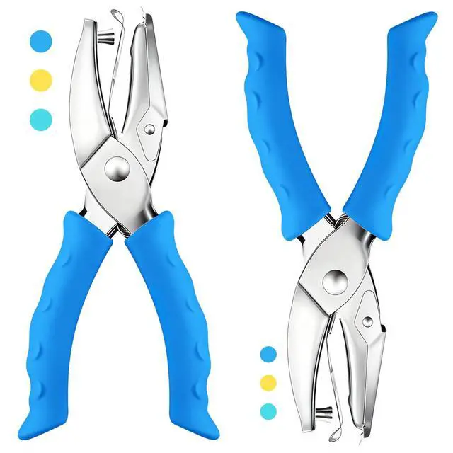 Main image of 2 Pcs Hole Punch, 1/4" and 1/8" Hole Puncher with Blue Soft Grip for Crafts, Scrapbooks, Tags, Tickets, Handheld Circle Single Hole Punch for Home, Office and Classroom