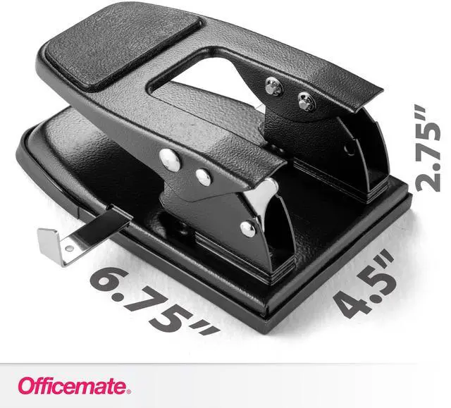Alt view image 2 of 5 - 2-Hole Punch - 50 Sheet Capacity, Paper Punch with Adjustable Paper Guide & Easy Clean Chip Tray, Ergonomic Padded Handle, Medium Duty Design, Black