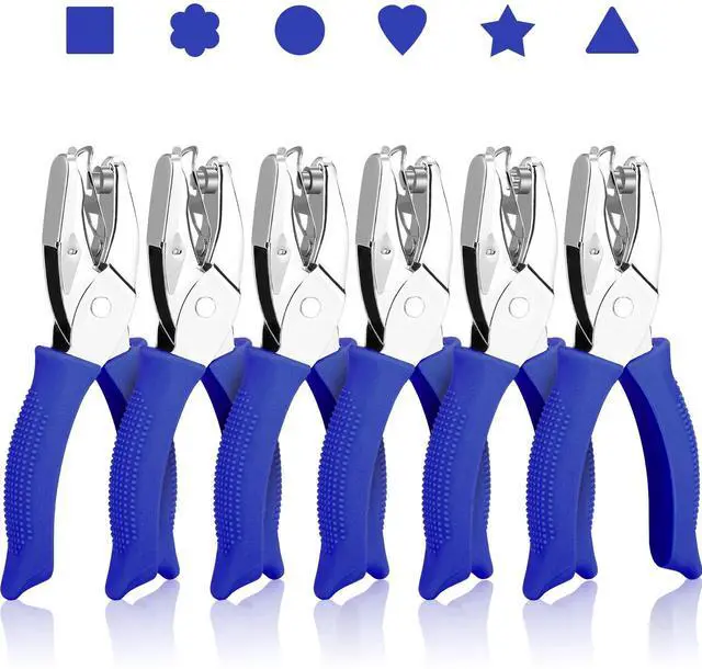 Main image of 6-Pack Craft Hole Punchers Set - 1/4" Hole Punch Tool for Scrapbooking, Card Making, Binder Tabs | Circle, Heart, Star, Triangle Shapes | Soft-Grip Handles, Lightweight