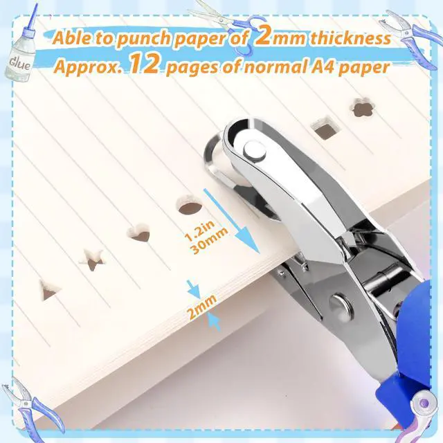 Alt view image 4 of 7 - 6-Pack Craft Hole Punchers Set - 1/4" Hole Punch Tool for Scrapbooking, Card Making, Binder Tabs | Circle, Heart, Star, Triangle Shapes | Soft-Grip Handles, Lightweight