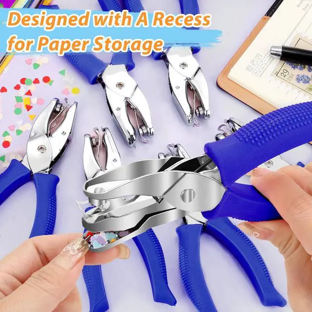 Alt view image 5 of 7 - 6-Pack Craft Hole Punchers Set - 1/4" Hole Punch Tool for Scrapbooking, Card Making, Binder Tabs | Circle, Heart, Star, Triangle Shapes | Soft-Grip Handles, Lightweight