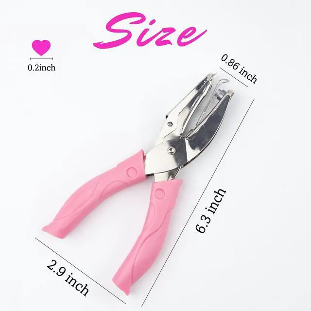 Alt view image 2 of 7 - Heart Shape Hole Handhold Single Paper Punch for Paper and Crafts, 1/4 inch Puncher with Pink Soft Thick Silicone Cover