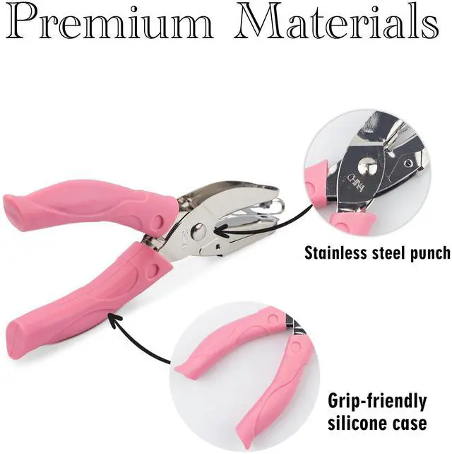 Alt view image 3 of 7 - Heart Shape Hole Handhold Single Paper Punch for Paper and Crafts, 1/4 inch Puncher with Pink Soft Thick Silicone Cover