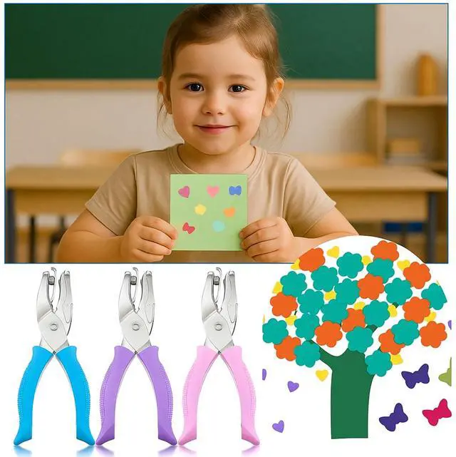 Alt view image 6 of 7 - 3 Pcs Hole Punch Shapes Single Hole Paper Punchers for Crafts Handheld Metal Punch with Soft Grip 1/4" 3/16" Heart Butterfly Flower Holes for DIY Tags Ticket Scrapbook(Pink Light Blue Purple)