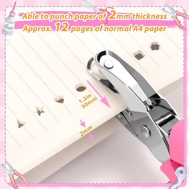 Alt view image 4 of 7 - 6-Pack Craft Hole Punchers Set - 1/4 Inch Hole Punch for Paper, Binder & Scrapbooking | Circle, Heart, Star, Triangle Shapes | Soft-Grip Handles, Auto Paper Chip Collector, Lightweight