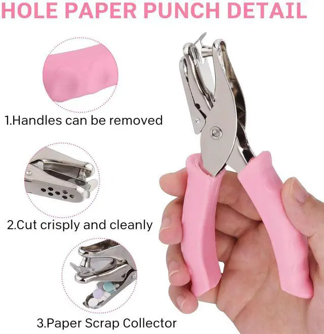 Alt view image 3 of 6 - Hole Punch, Purple Single Hole Puncher Metal with Soft-Handled for DIY Craft Tags Clothing Ticket Scrapbook Tool, 3 Colors Options