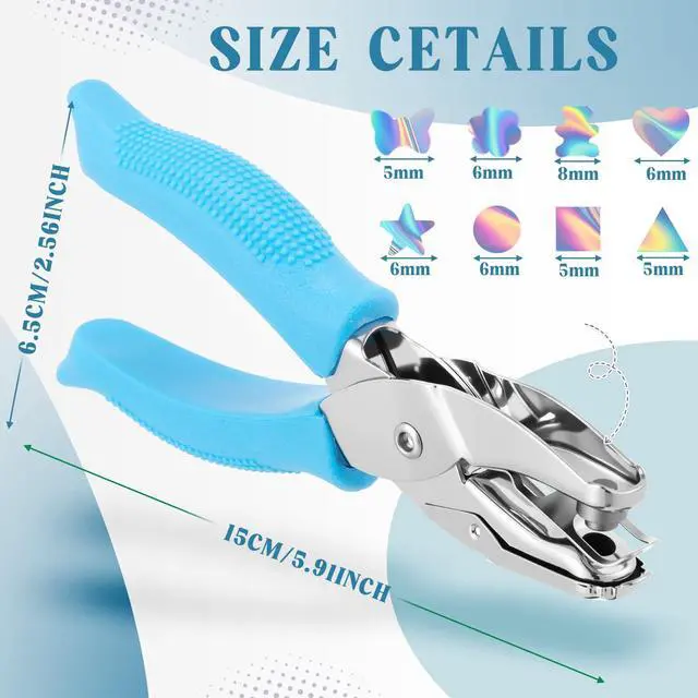 Alt view image 2 of 7 - 8 Pcs Hole Punch Shapes Single Hole Paper Punchers for Crafts Handheld Metal Punch with Grip 1/4" 3/16" 5/16" Holes for DIY Tags Ticket Scrapbook