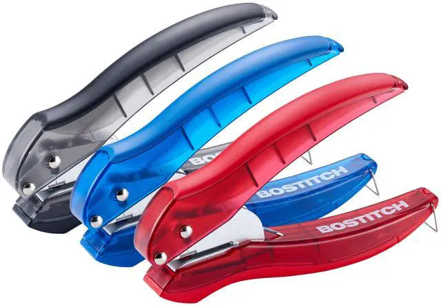 Main image of EZ Squeeze Hole Punch - 3-Pack, Single Hole Punch 10 Sheet Capacity, Ideal for Kids and Adults, Black, Red and Blue