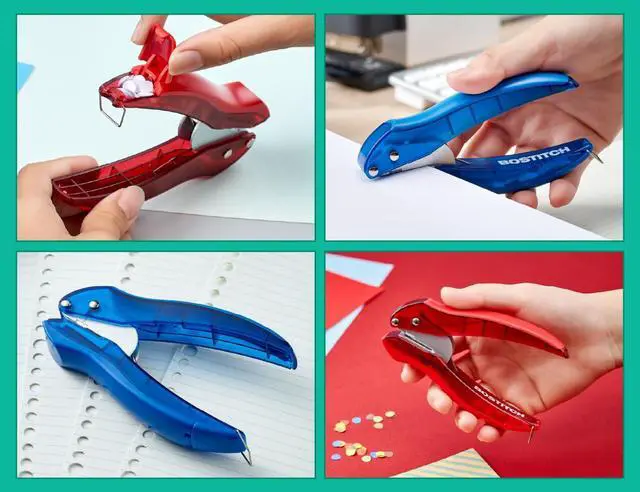 Alt view image 7 of 7 - EZ Squeeze Hole Punch - 3-Pack, Single Hole Punch 10 Sheet Capacity, Ideal for Kids and Adults, Black, Red and Blue