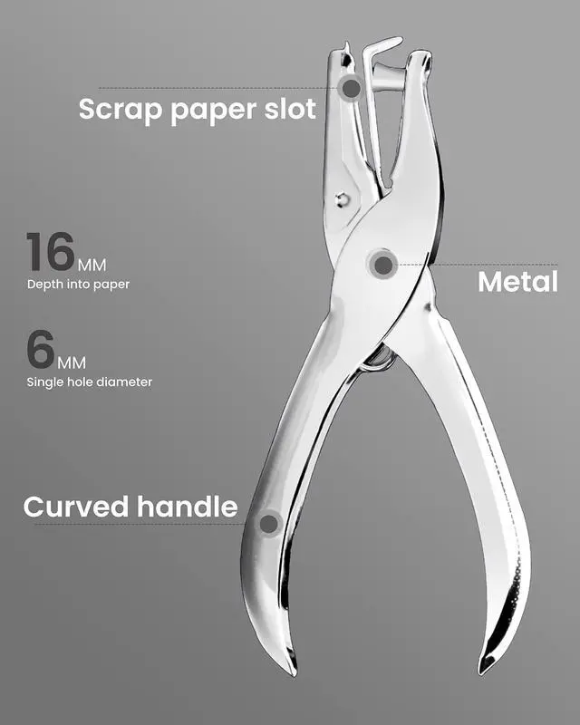 Alt view image 3 of 6 - 2 Pcs Hole Punch, 1/4 Inch and 1/8 Inch Single Hole Punch, Hole Puncher Single, Hole Puncher for Crafts, Tags, Tickets, Circle Paper Punches with 6 Sheet Capacity for Home, Office, School