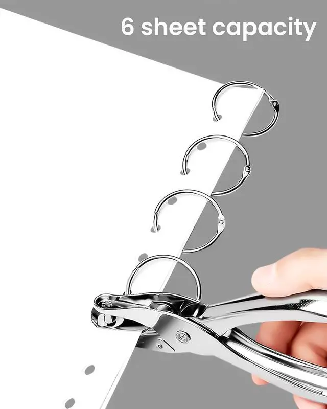 Alt view image 5 of 6 - 2 Pcs Hole Punch, 1/4 Inch and 1/8 Inch Single Hole Punch, Hole Puncher Single, Hole Puncher for Crafts, Tags, Tickets, Circle Paper Punches with 6 Sheet Capacity for Home, Office, School