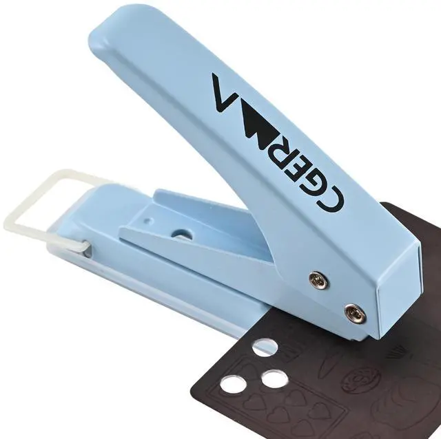 Main image of Single Hole Puncher, 1/4" Hole, 50% Labor Savings, Heavy Duty Metal Punch, 15 Sheet Capacity, for ID Cards, Chipboard, Art Project, Crafts Easy Punching, Blue