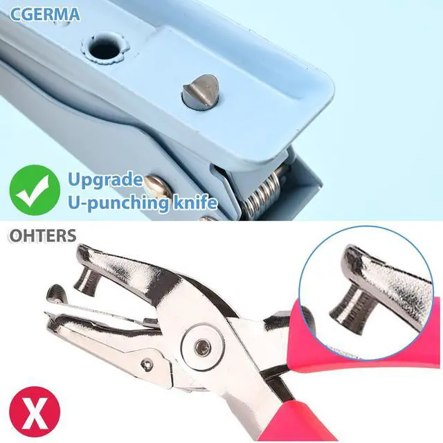 Alt view image 4 of 6 - Single Hole Puncher, 1/4" Hole, 50% Labor Savings, Heavy Duty Metal Punch, 15 Sheet Capacity, for ID Cards, Chipboard, Art Project, Crafts Easy Punching, Blue