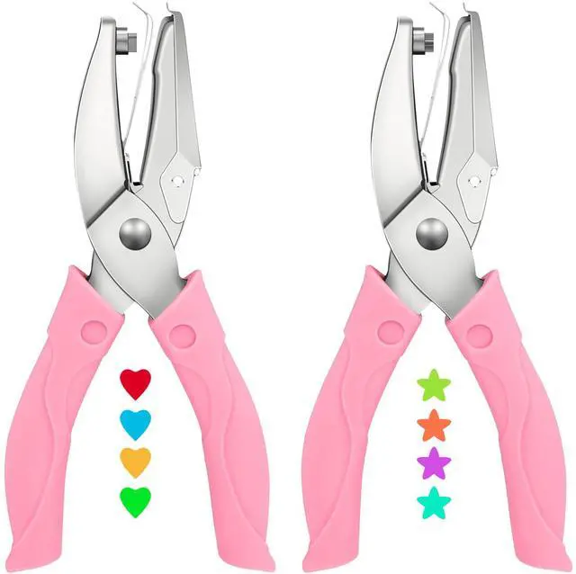 Main image of 2 Pack Handheld Hole Paper Punch Kit,Single Hole Punch, Heart and Star Hole Punch