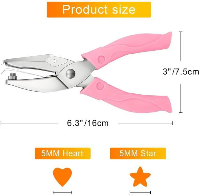 Alt view image 2 of 7 - 2 Pack Handheld Hole Paper Punch Kit,Single Hole Punch, Heart and Star Hole Punch