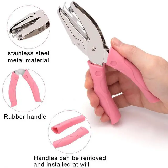 Alt view image 3 of 7 - 2 Pack Handheld Hole Paper Punch Kit,Single Hole Punch, Heart and Star Hole Punch