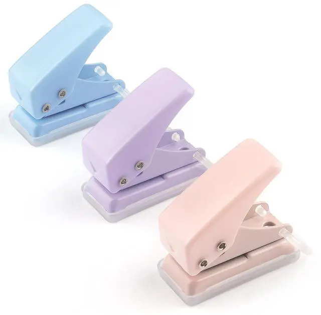 Main image of 3 PCS Single Hole Puncher, Mini Hole Punch with 6 Sheet Capacity, for ID Cards, Chipboard, Art Project, Crafts Easy Punching