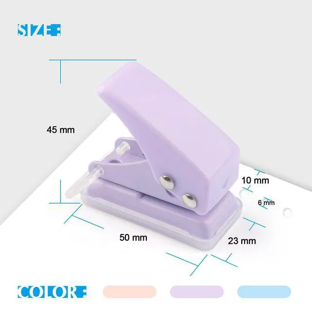Alt view image 2 of 7 - 3 PCS Single Hole Puncher, Mini Hole Punch with 6 Sheet Capacity, for ID Cards, Chipboard, Art Project, Crafts Easy Punching
