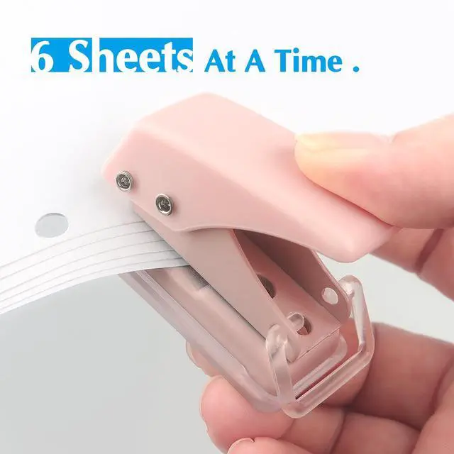 Alt view image 4 of 7 - 3 PCS Single Hole Puncher, Mini Hole Punch with 6 Sheet Capacity, for ID Cards, Chipboard, Art Project, Crafts Easy Punching