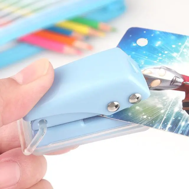 Alt view image 6 of 7 - 3 PCS Single Hole Puncher, Mini Hole Punch with 6 Sheet Capacity, for ID Cards, Chipboard, Art Project, Crafts Easy Punching