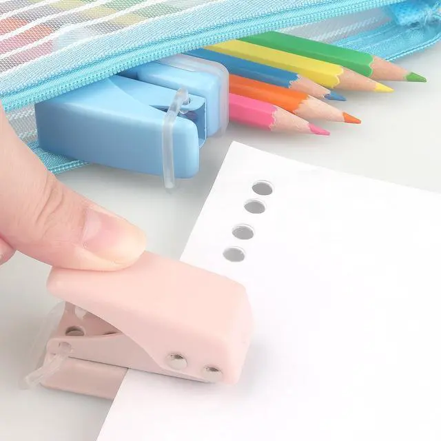 Alt view image 7 of 7 - 3 PCS Single Hole Puncher, Mini Hole Punch with 6 Sheet Capacity, for ID Cards, Chipboard, Art Project, Crafts Easy Punching
