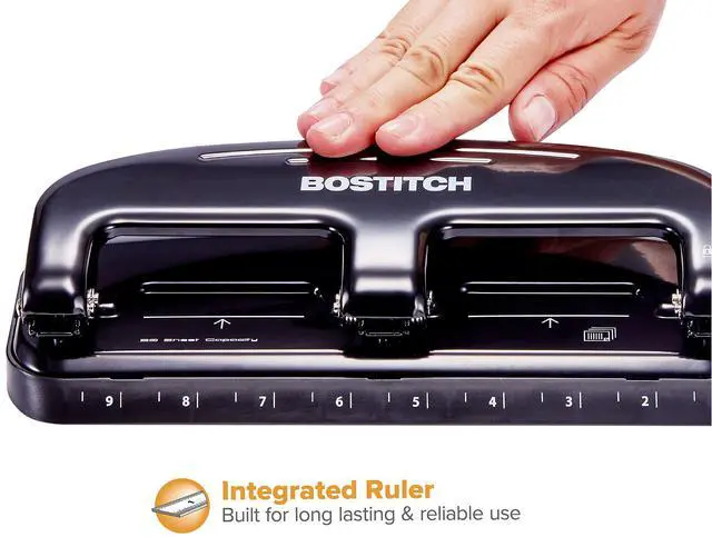 Alt view image 3 of 7 - Office EZ Squeeze 20 Sheet Standard 3 Hole Punch, Metal Construction, Silver/Black (HP20)