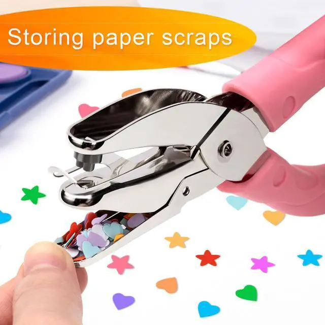 Alt view image 4 of 7 - 2 Pack Handheld Hole Paper Punch Kit,Single Hole Punch, Heart and Star Hole Punch