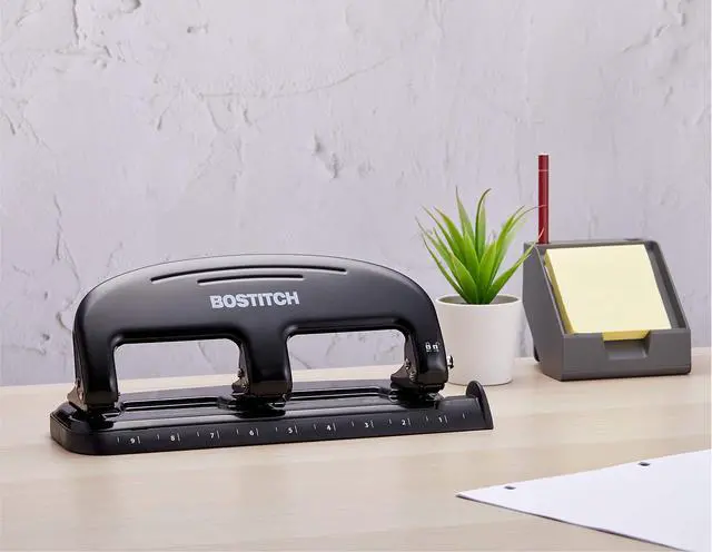 Alt view image 7 of 7 - Office EZ Squeeze 20 Sheet Standard 3 Hole Punch, Metal Construction, Silver/Black (HP20)