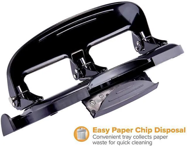 Alt view image 5 of 7 - Office EZ Squeeze 20 Sheet Standard 3 Hole Punch, Metal Construction, Silver/Black (HP20)