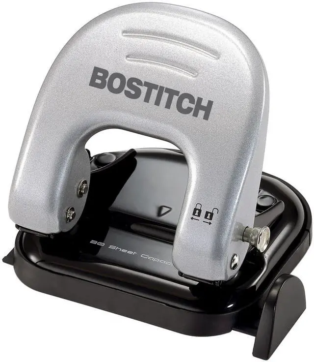 Main image of Office EZ Squeeze Reduced Effort 2-Hole Punch, 2 Sheets, Locking Handle, Silver (231)