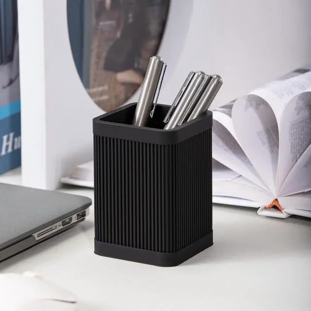 Alt view image 3 of 7 - Aesthetic Pen Holder For Desk, Modern Silicone Pencil Holder, Stylish Office Desk Decor, Made of 5 mm Thickened Premium Silicone, Office Desk Organizer And Accessories (Black)