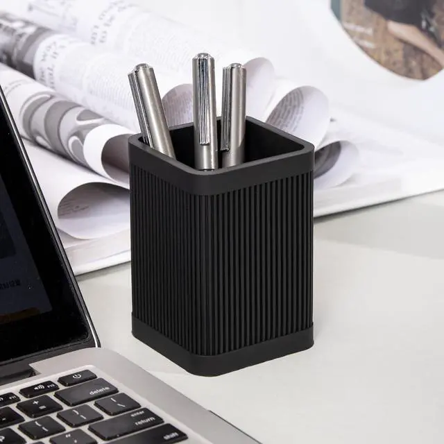 Alt view image 5 of 7 - Aesthetic Pen Holder For Desk, Modern Silicone Pencil Holder, Stylish Office Desk Decor, Made of 5 mm Thickened Premium Silicone, Office Desk Organizer And Accessories (Black)