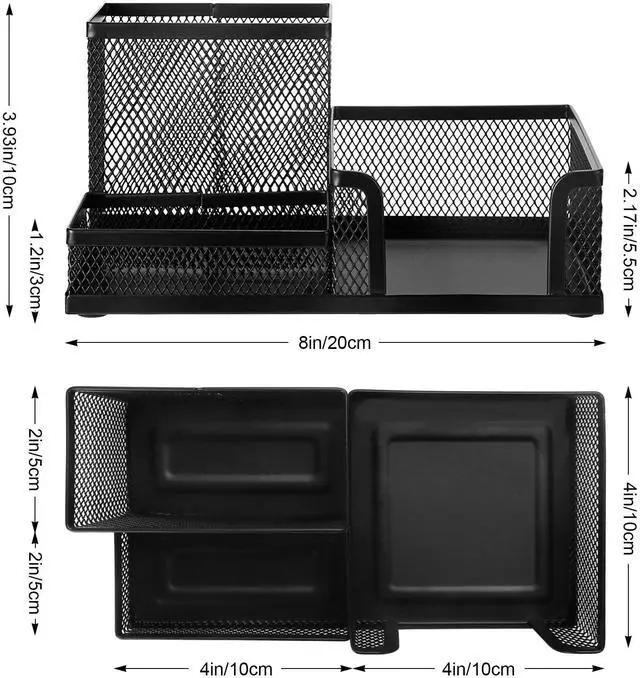 Alt view image 2 of 7 - Mesh Pen Pencil Holder Desk Organizer, 3 Compartment Wire Desktop Pen Pencil Cup Caddy Office Supplies Desk Accessories for Home Office School, Black