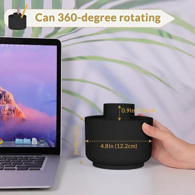 Alt view image 2 of 7 - 360 Degree Rotating Pencil Pen Holder for Desk, Dual-Purpose Desk Organizer, Rotating Pencil Cup with 5 Slots, Office Supplies, Desk Decor for Office, School, Home