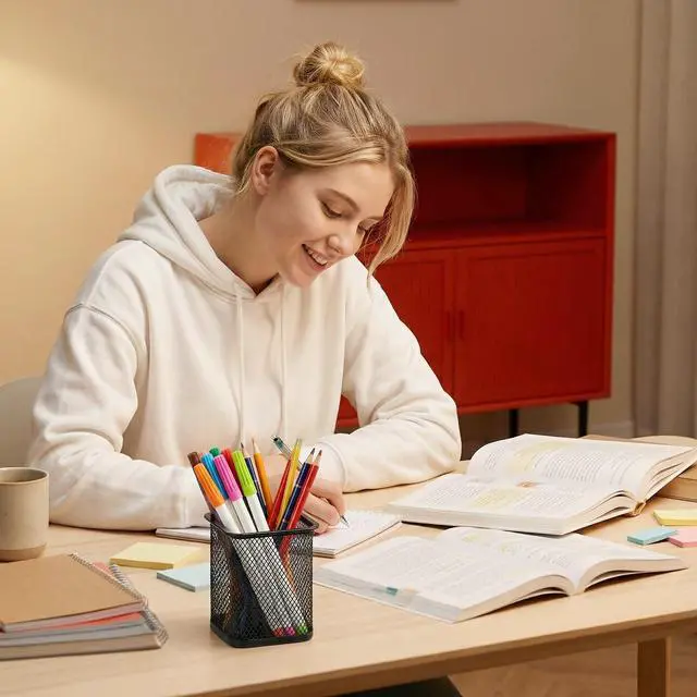 Alt view image 6 of 6 - Pen Holder Pencil Holder Metal Pen Holder Cup Pencil Holder for Desk Office Pen Pencil Organizer for Desk Black, Square 4 Pack