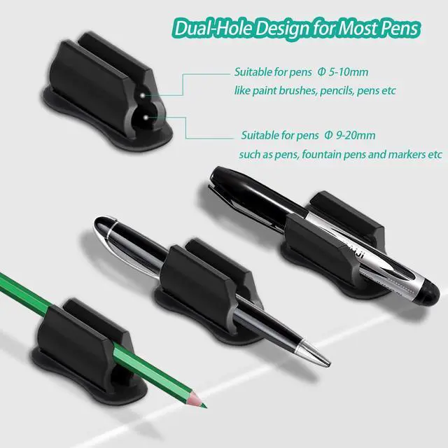 Alt view image 3 of 7 - Adhesive Pen Holder for Wall Pencil Holder for Desk Organizer, 6Pack Silicone Pen Holders for Clipboard, Marker Holder Sticky Pen Holder for Desk, Office Teacher Supplies Stylus Holder (6 black)