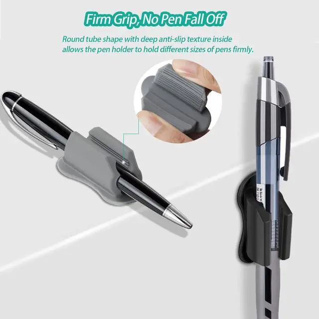 Alt view image 4 of 7 - Adhesive Pen Holder for Wall Pencil Holder for Desk Organizer, 6Pack Silicone Pen Holders for Clipboard, Marker Holder Sticky Pen Holder for Desk, Office Teacher Supplies Stylus Holder (6 black)