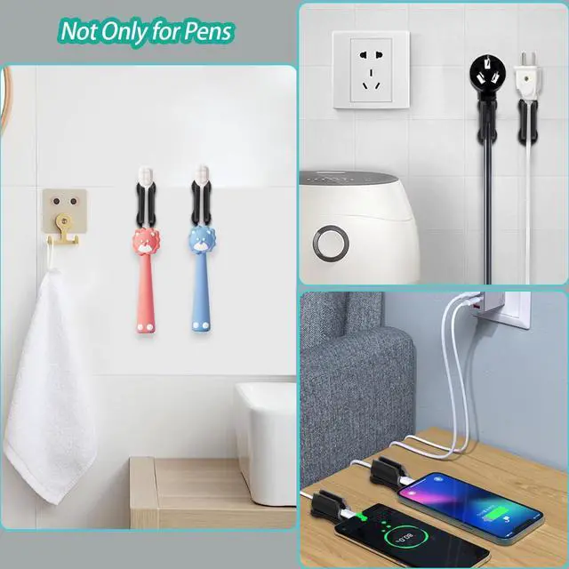 Alt view image 7 of 7 - Adhesive Pen Holder for Wall Pencil Holder for Desk Organizer, 6Pack Silicone Pen Holders for Clipboard, Marker Holder Sticky Pen Holder for Desk, Office Teacher Supplies Stylus Holder (6 black)