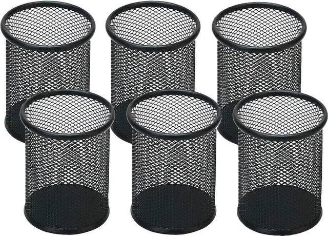 Main image of Pen Holder Pencil Holder Mesh Metal Pen Cup Holder Pencil Cup Holder for Desk Office Home Pen Organizer Black, 6 Pack