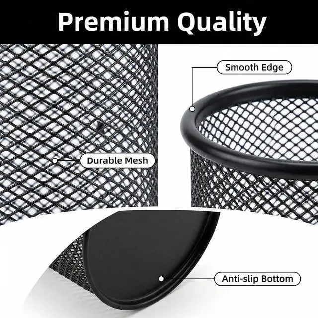 Alt view image 4 of 7 - Pen Holder Pencil Holder Mesh Metal Pen Cup Holder Pencil Cup Holder for Desk Office Home Pen Organizer Black, 6 Pack