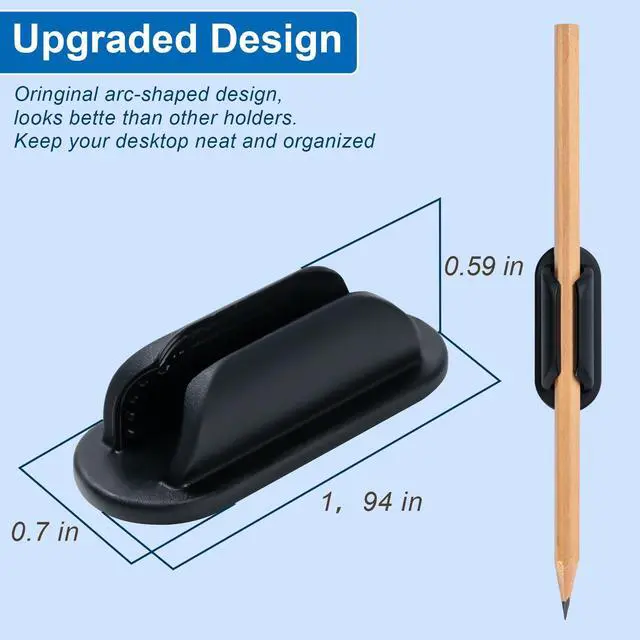 Alt view image 2 of 7 - 10 Pack Adhesive Pencil Holders for Desk,Silicone Flexible Pen Holder for Wall, Office, School,Home,Classroom Must Haves,Teacher Supplies Accessories,Desk Organizer,Art Supply,Small Gift (10, Black)