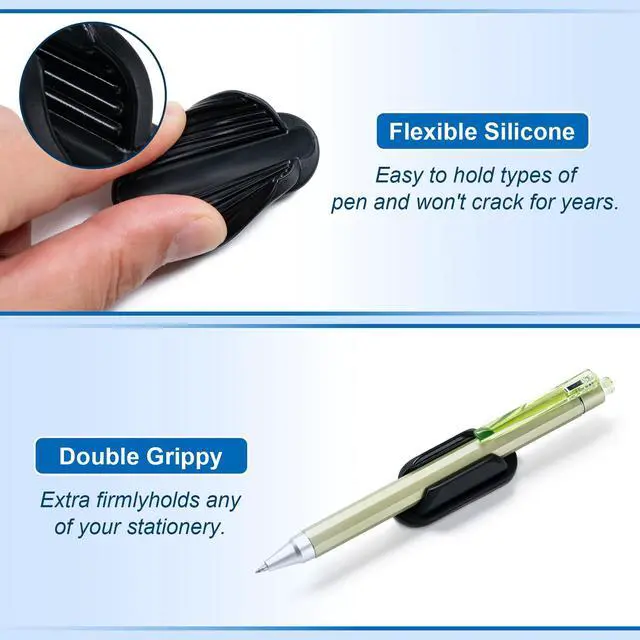Alt view image 3 of 7 - 10 Pack Adhesive Pencil Holders for Desk,Silicone Flexible Pen Holder for Wall, Office, School,Home,Classroom Must Haves,Teacher Supplies Accessories,Desk Organizer,Art Supply,Small Gift (10, Black)