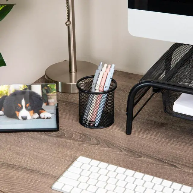 Alt view image 6 of 7 - Pen and Accessories Holder, Desktop Organizer, Office, Metal Mesh, 3.5"L x 3.5"W x 3.75"H, Set of 3, Black