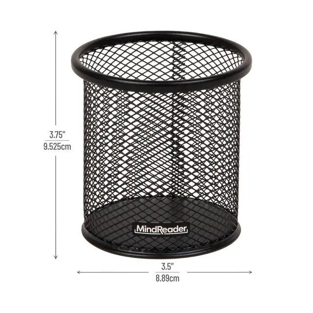 Alt view image 3 of 7 - Pen and Accessories Holder, Desktop Organizer, Office, Metal Mesh, 3.5"L x 3.5"W x 3.75"H, Set of 3, Black