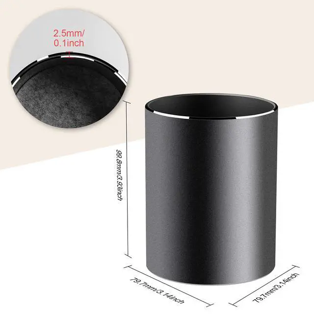 Alt view image 7 of 7 - Metal Pen Holder Aluminum Pencil Holder for desk, Round Desktop Organizer and Black Pencil Cup for Office, School, Home and Stationary Supplies (3.15 x 3.15 x 3.94 Inches)