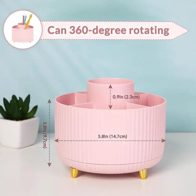 Alt view image 3 of 7 - 360 Rotating Multipurpose Organizer - Cute Rotating Pen Holder with 5 Slots for Art Supplies, Office, School, Home
