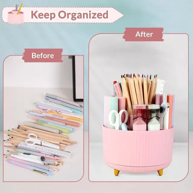 Alt view image 5 of 7 - 360 Rotating Multipurpose Organizer - Cute Rotating Pen Holder with 5 Slots for Art Supplies, Office, School, Home