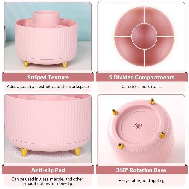 Alt view image 6 of 7 - 360 Rotating Multipurpose Organizer - Cute Rotating Pen Holder with 5 Slots for Art Supplies, Office, School, Home