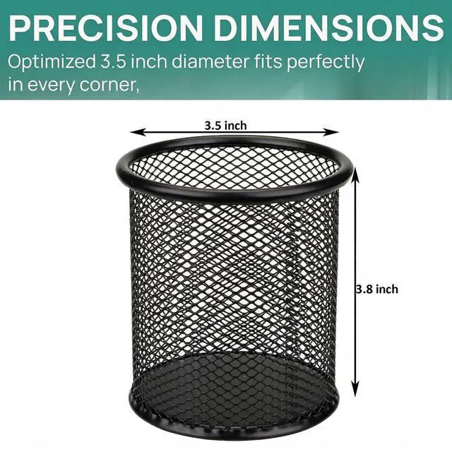 Alt view image 2 of 7 - 12 Pack Metal Pen Holder Wire Mesh Pen Cup Pencil Holder Pencil Cup for Desk Office Pen Organizer, Black